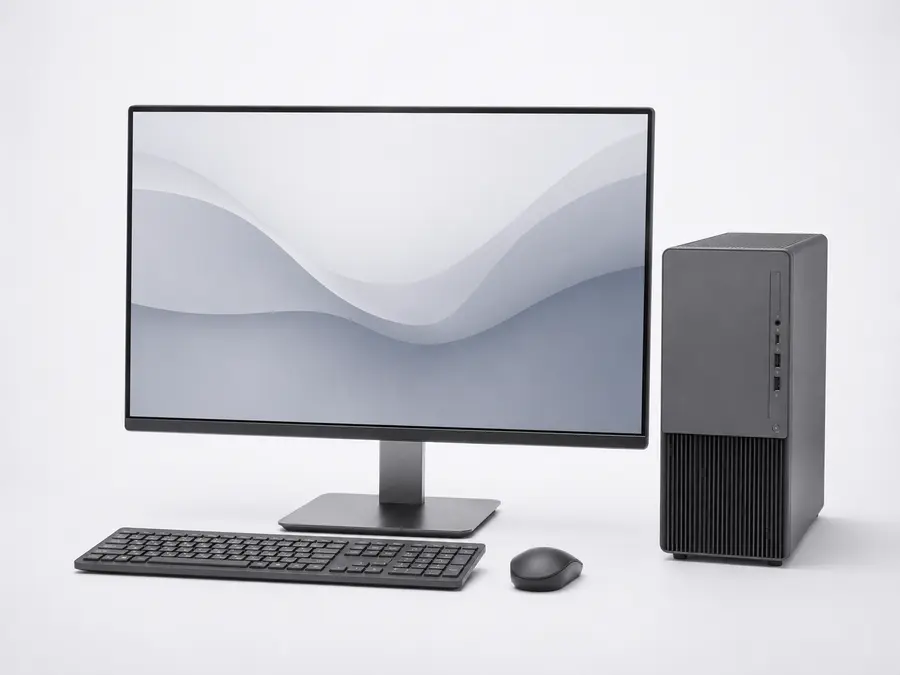 Desktop computer with monitor and tower